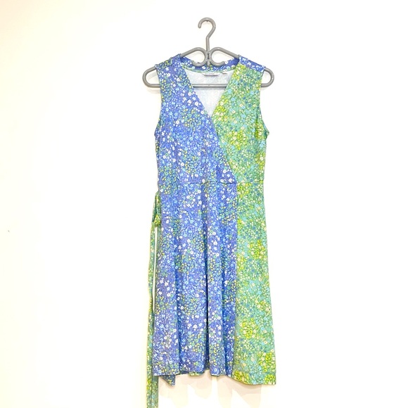 Isaac Mizrahi live blue and Green Flowers dress - Picture 1 of 8